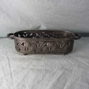 silver plate forbes salt & pepper tray vintage antique (W2266)